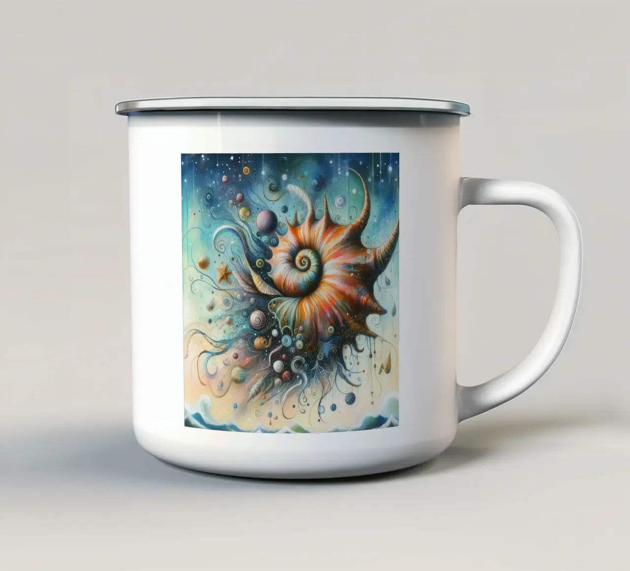una conchiglia stravagante tazza in smalto da 🎁 ARTVI-SHOP