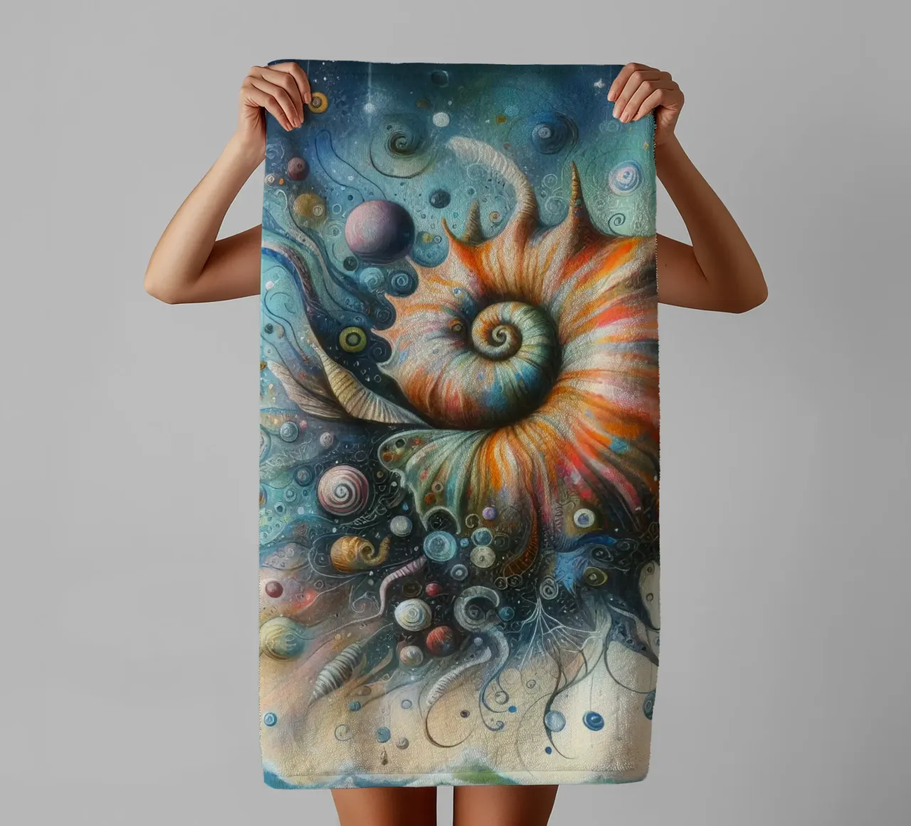 a whimsical seashell towel by 🎁 NOBELART