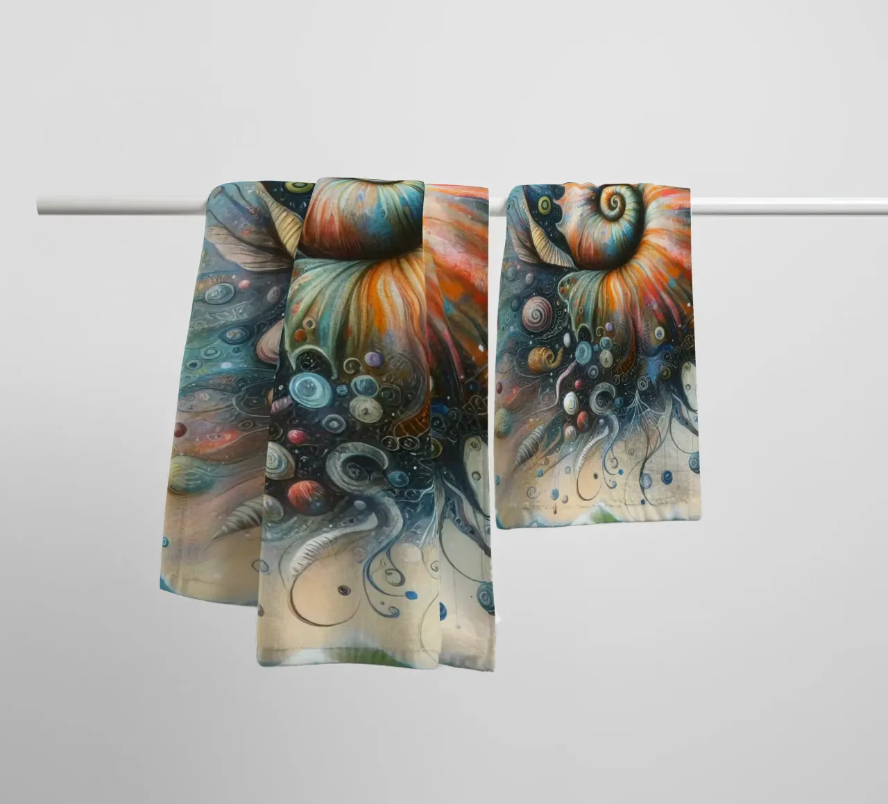 a whimsical seashell towel by 🎁 NOBELART