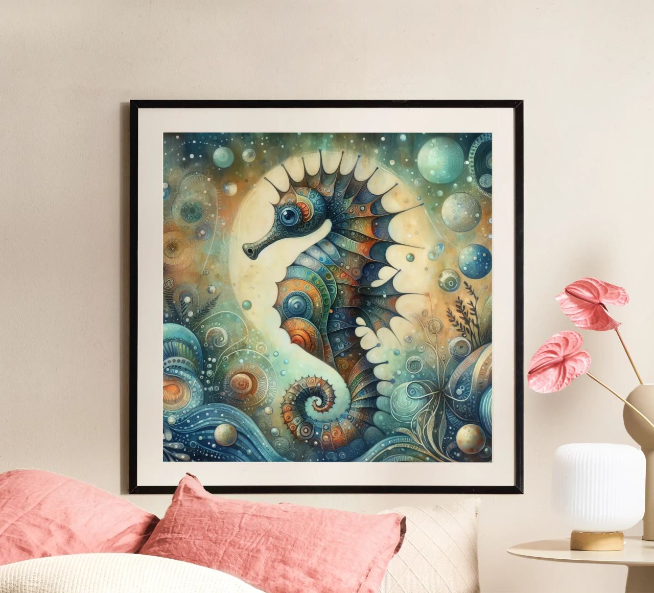 a capricious seahorse poster by ARTVI-SHOP