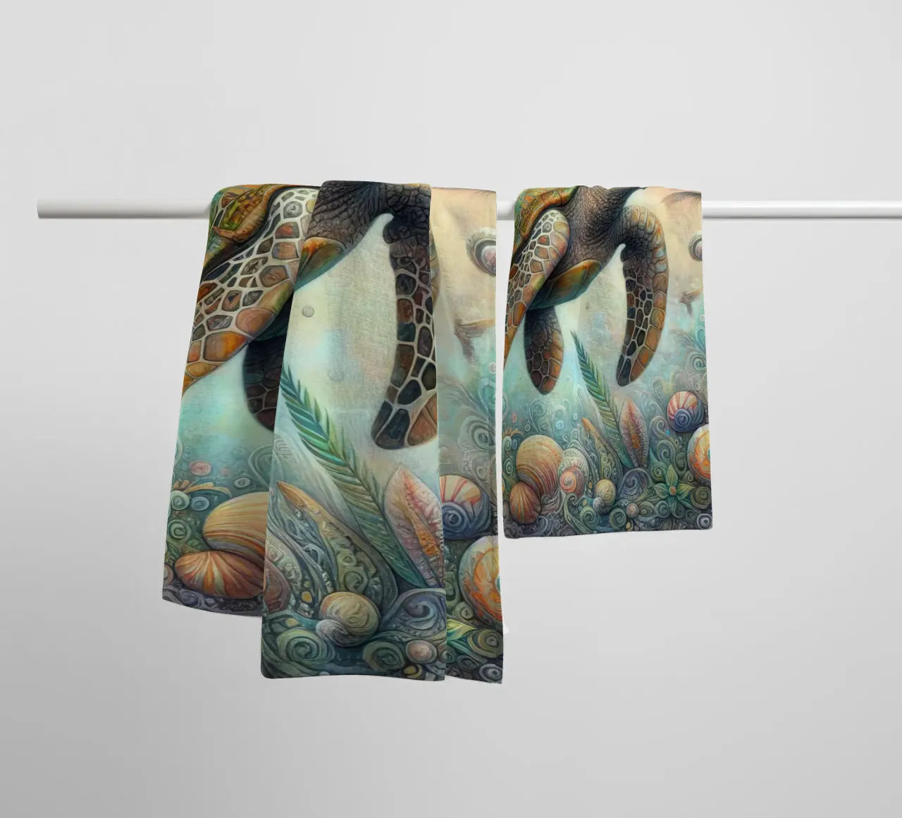 a capricious sea turtle. towel by 🎁 ARTVI-SHOP