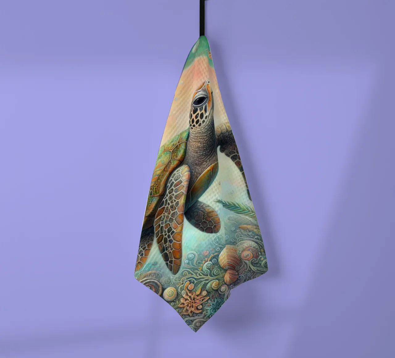 a capricious sea turtle. tea towel by 🎁 ARTVI-SHOP