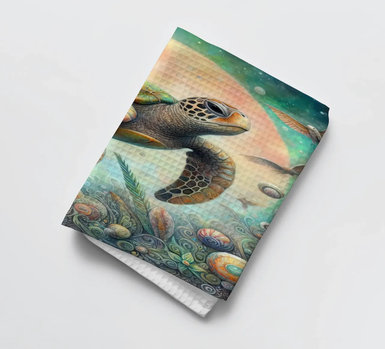 a capricious sea turtle. tea towel by 🎁 ARTVI-SHOP