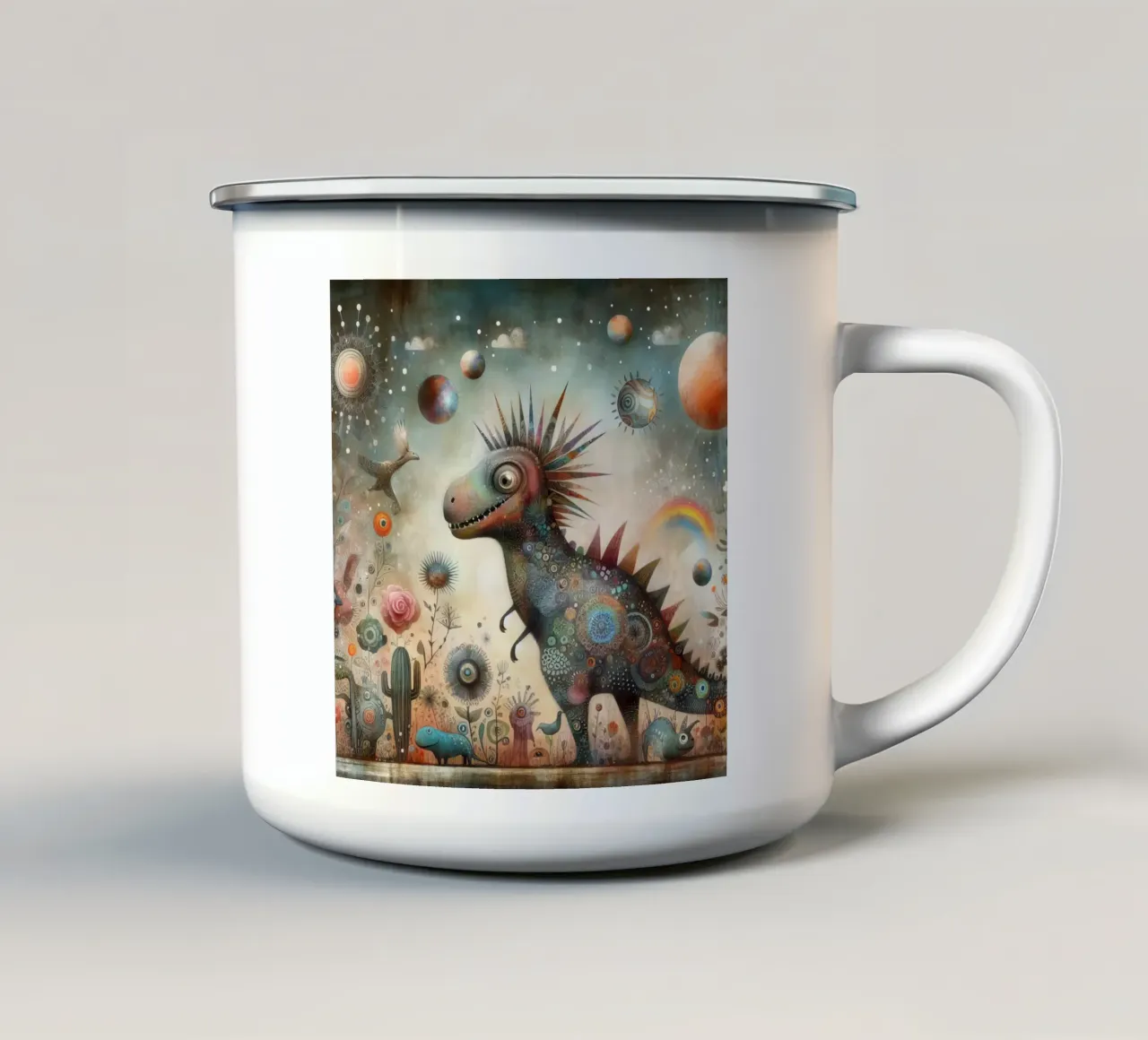 un dinosauro capriccioso tazza in smalto da 🎁 ARTVI-SHOP