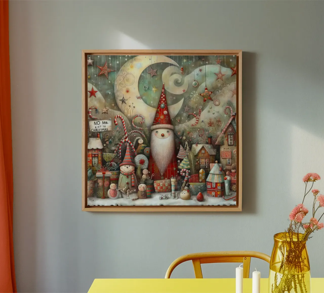 een wispelturige kerstman canvas met Baklijst van 🎁 ARTVI-SHOP