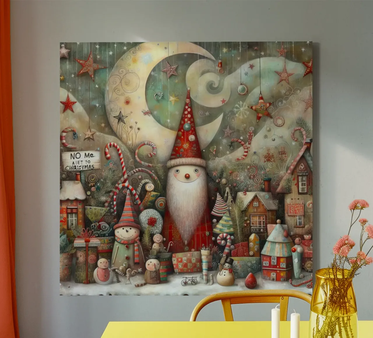 een wispelturige kerstman canvas met Baklijst van 🎁 ARTVI-SHOP
