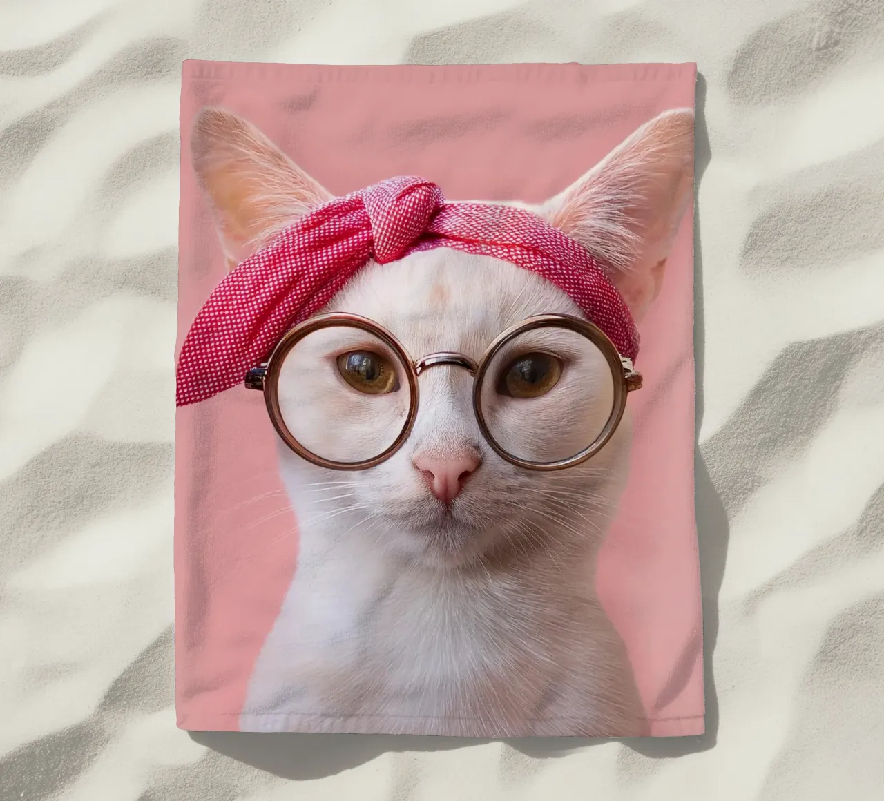 Adorabile gatto con occhiali e fascia per capelli - animale eccentrico telo mare da FlexiDesignsByK