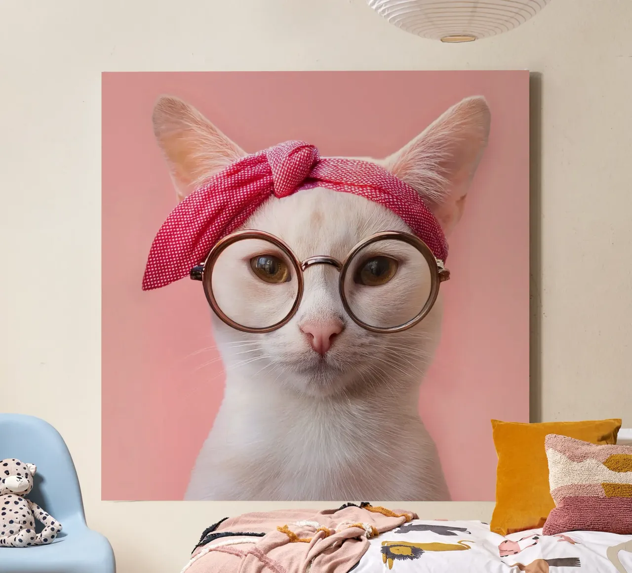 Adorabile gatto con occhiali e fascia per capelli - animale eccentrico tela con Cornice a cassetta da FlexiDesignsByK