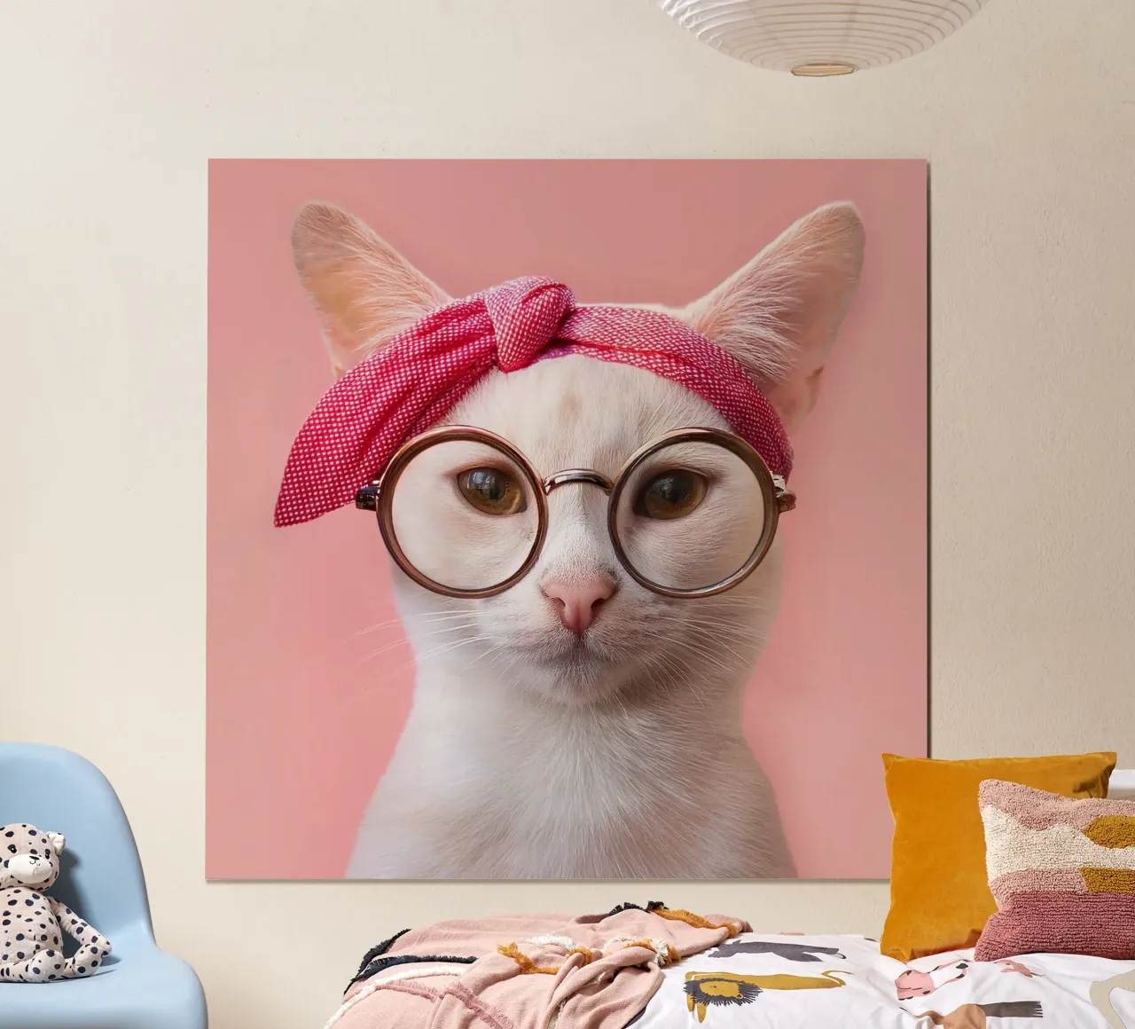 Adorabile gatto con occhiali e fascia per capelli - animale eccentrico carta hahnemühle da FlexiDesignsByK