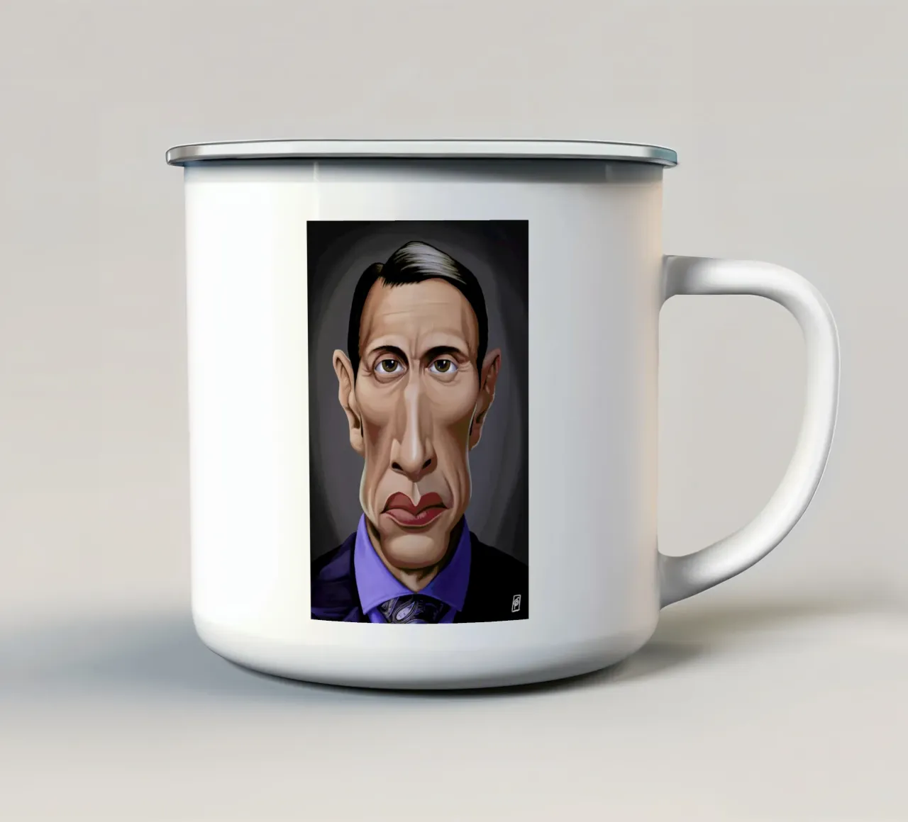 Mads Mikkelson tazza in smalto da Rob Art | Illustration