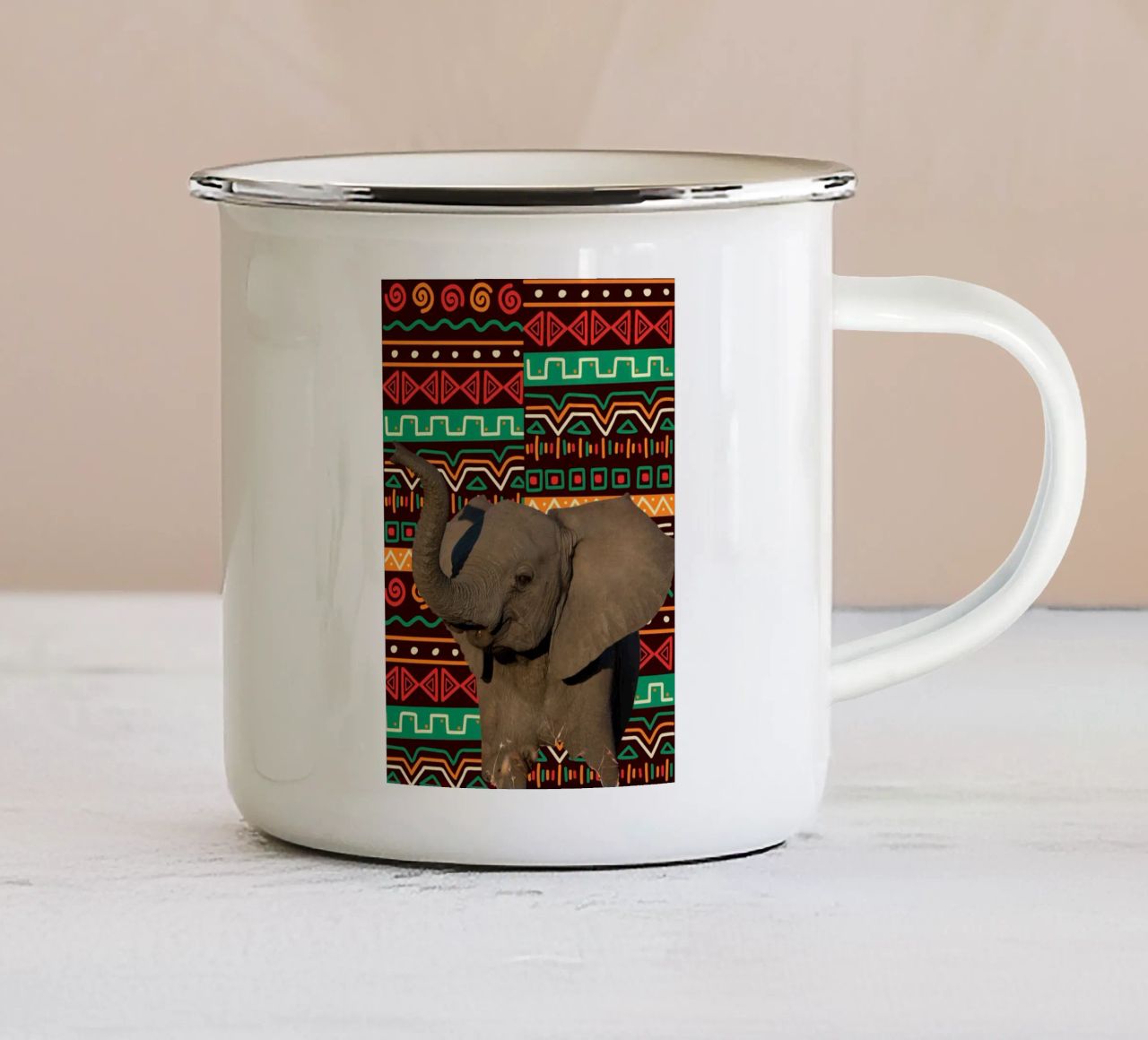 Elefant 2 tazza in smalto da Mounias Design