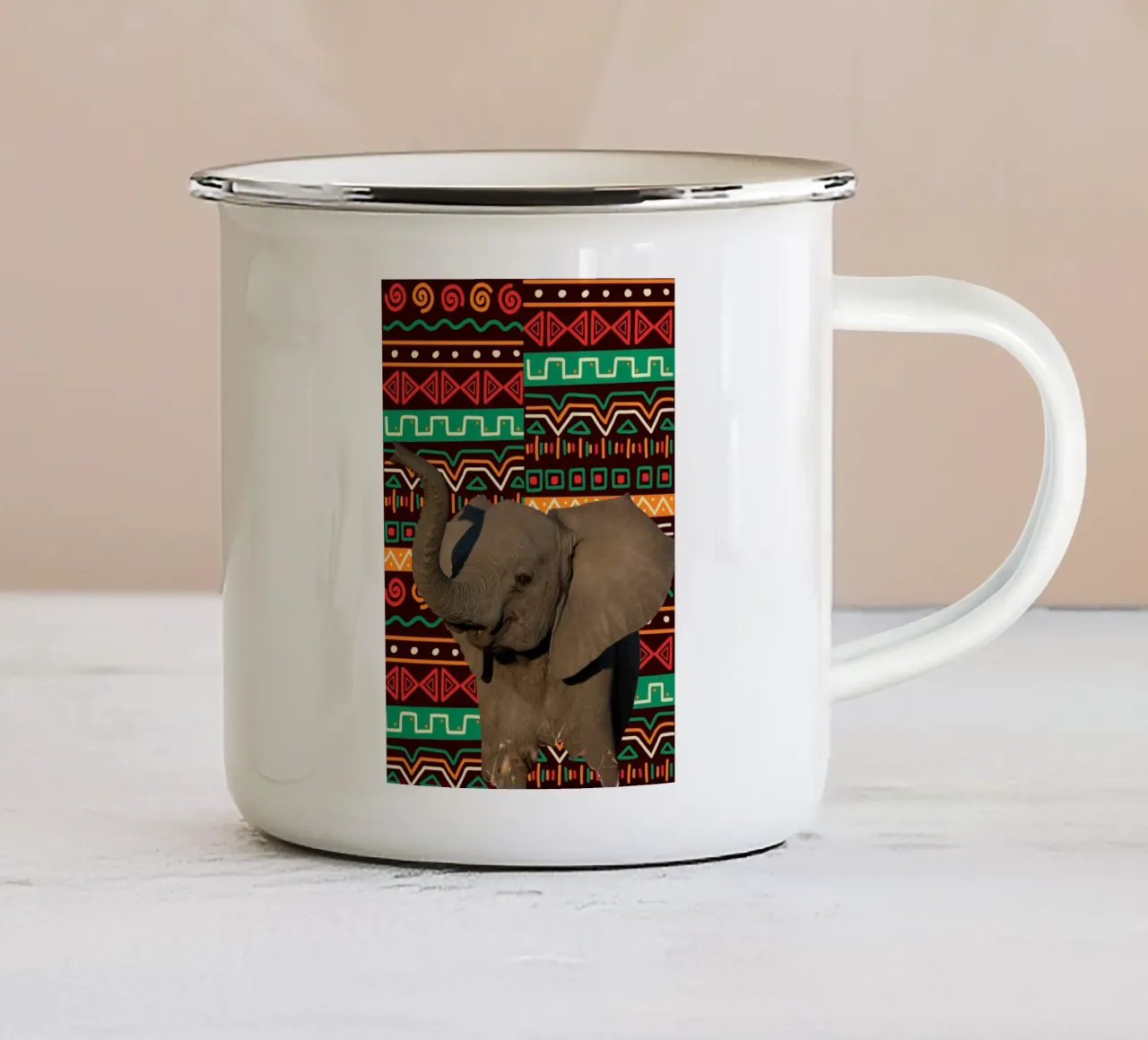 Elefant 2 tazza in smalto da Mounias Design