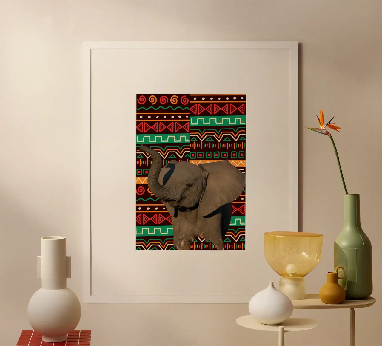 Elefant 2 poster con telaio in alluminio da Mounias Design