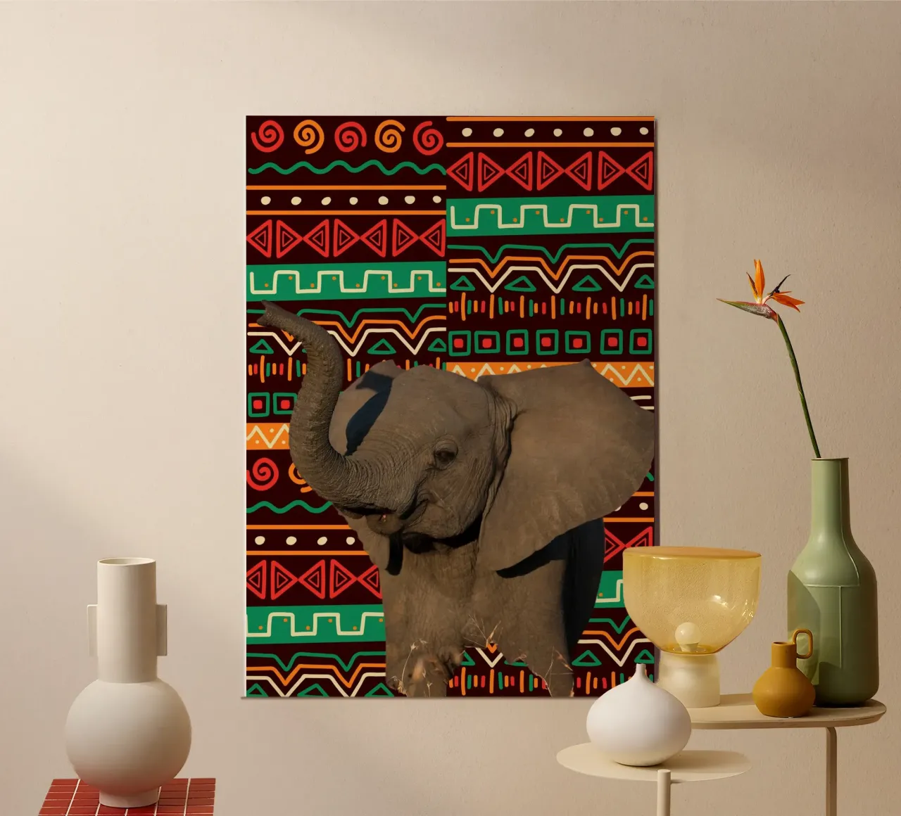 Elefant 2 poster con telaio in alluminio da Mounias Design