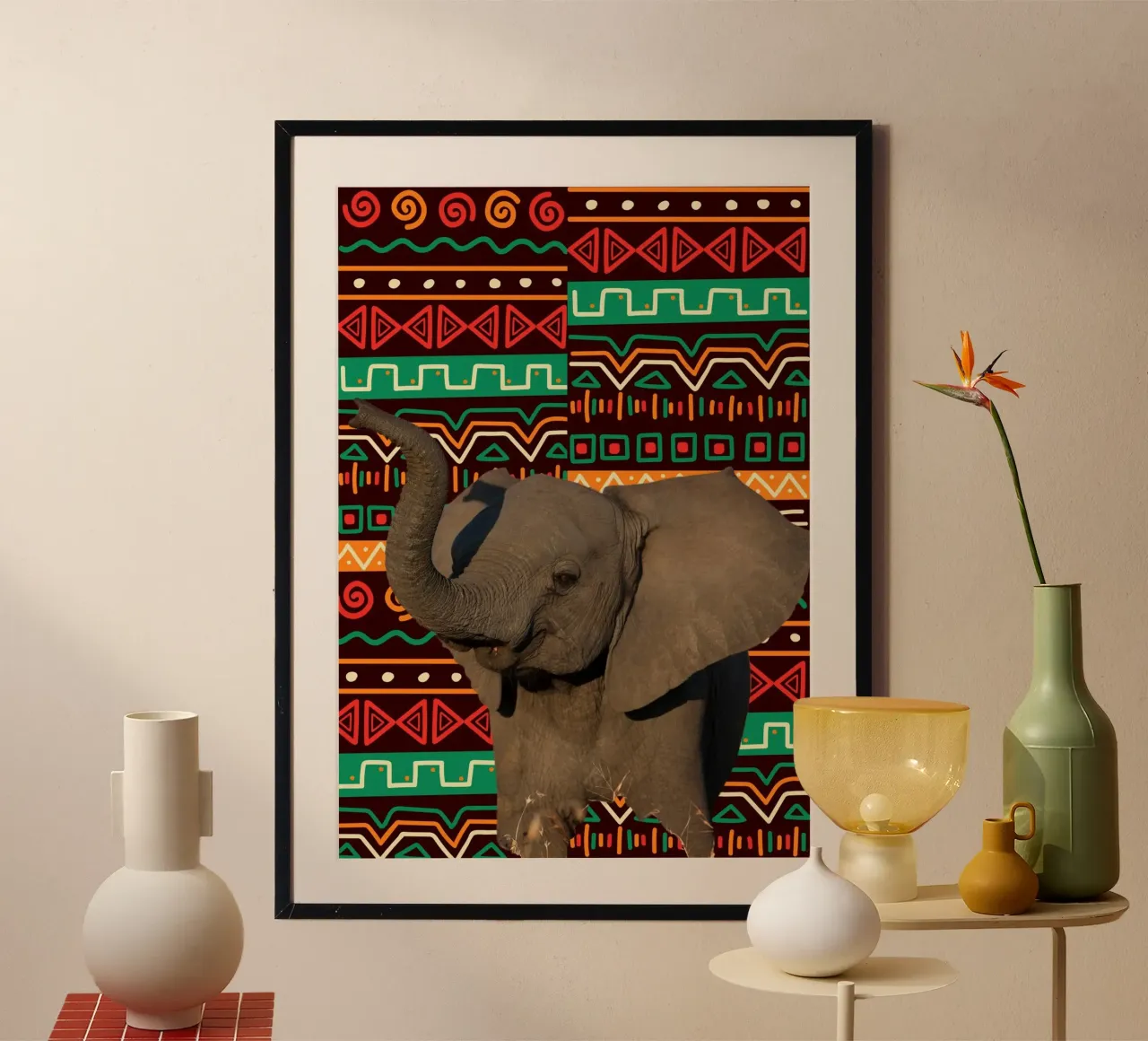 Elefant 2 poster con telaio in alluminio da Mounias Design