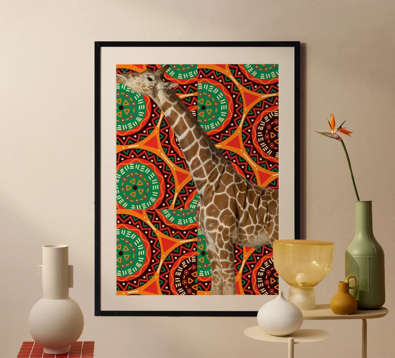 Giraffe poster con telaio in alluminio da Mounias Design