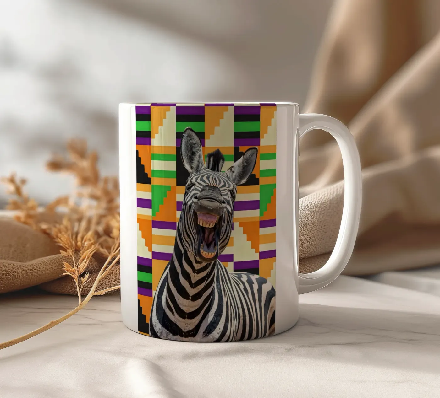Zebra ceramic mug by Mounias Design
