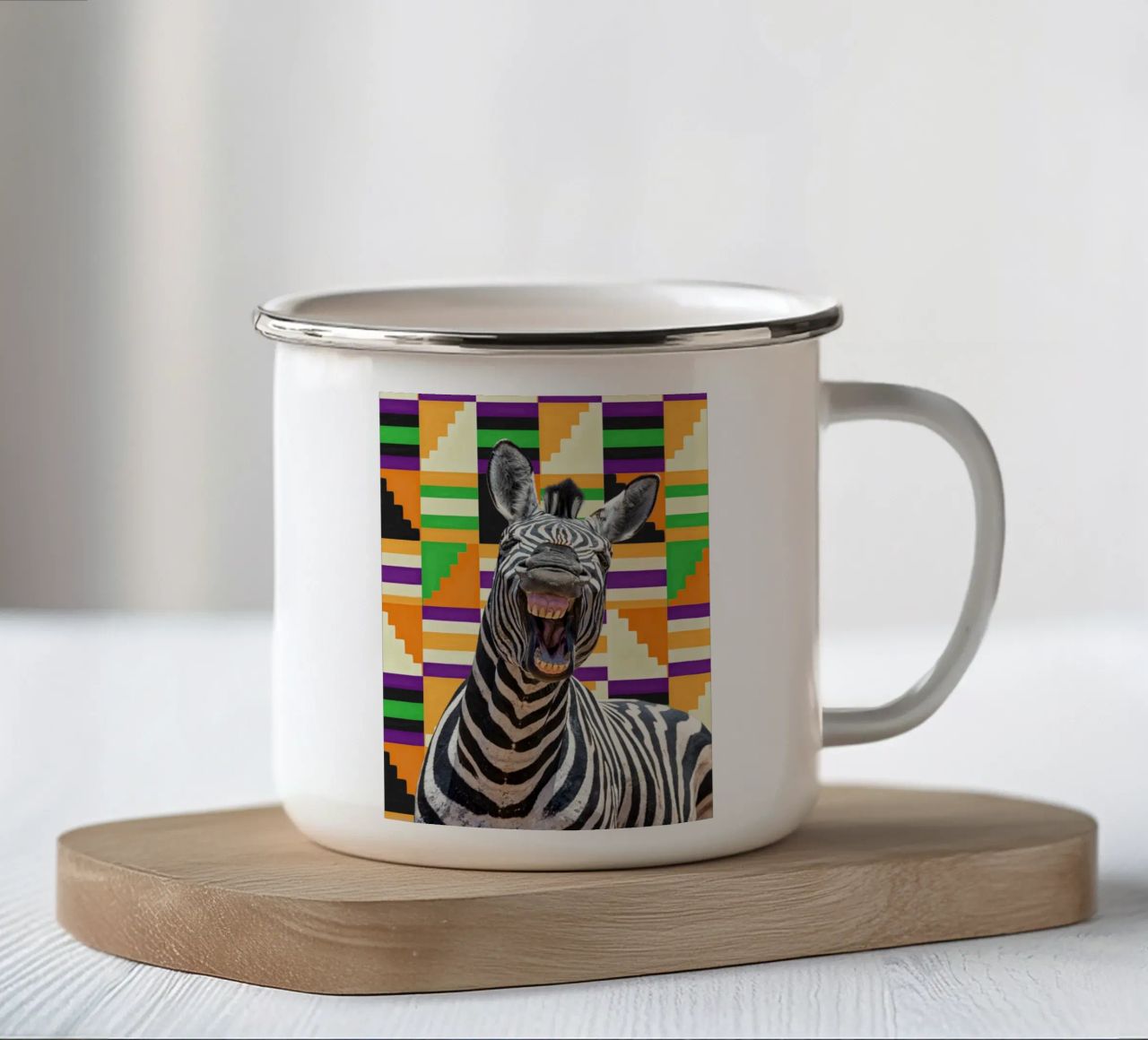 Zebra tazza in smalto da Mounias Design