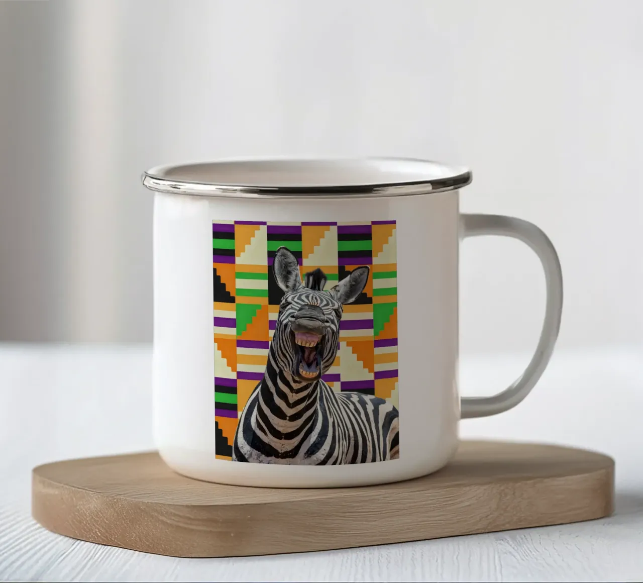 Zebra taza de esmalte de Mounias Design