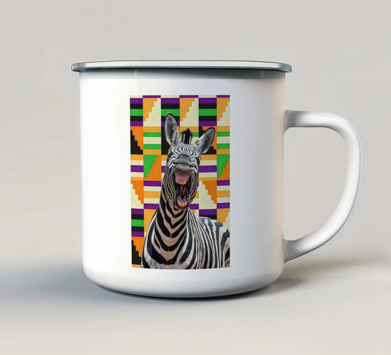 Zebra tazza in smalto da Mounias Design