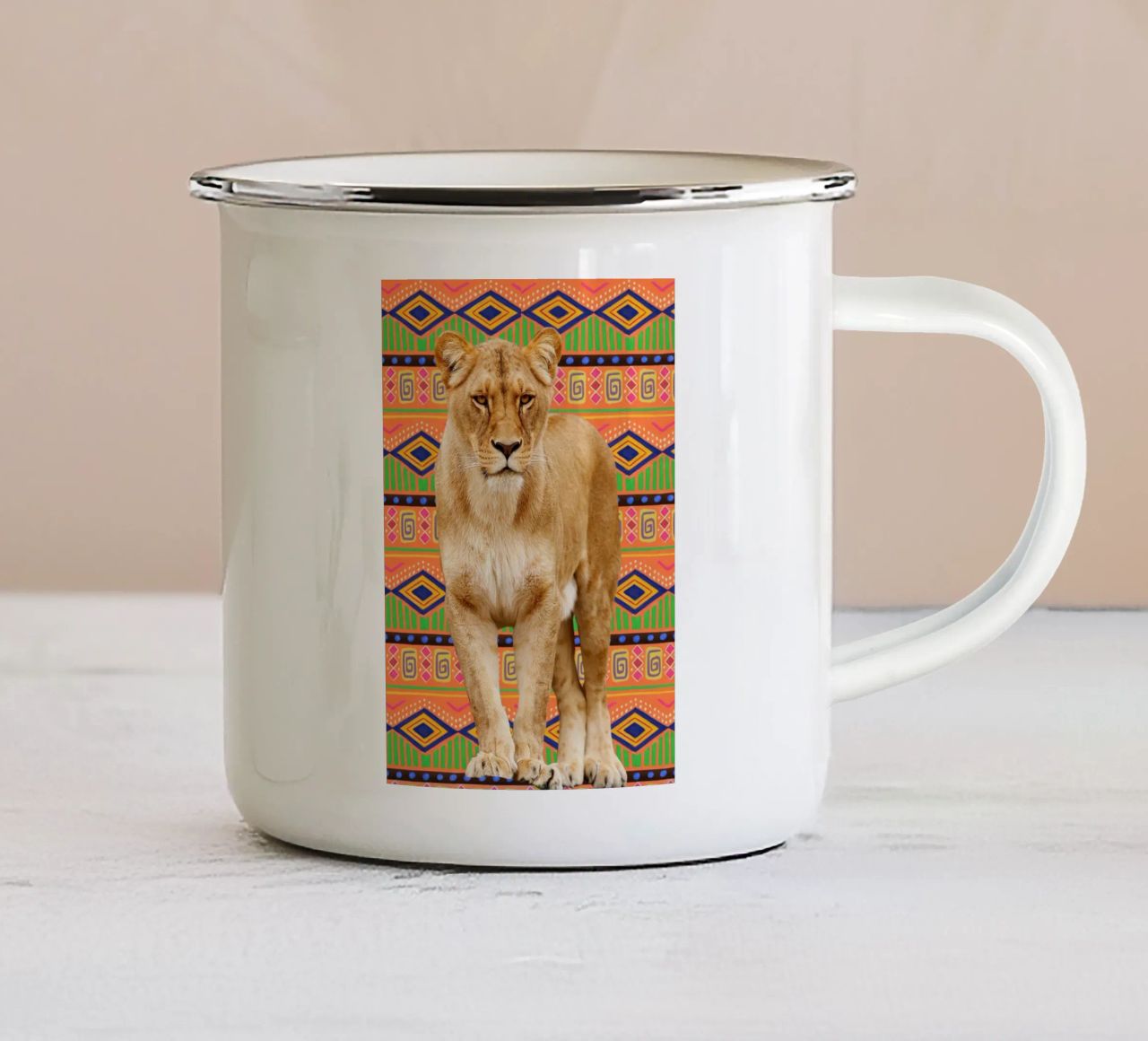 Löwe tazza in smalto da Mounias Design