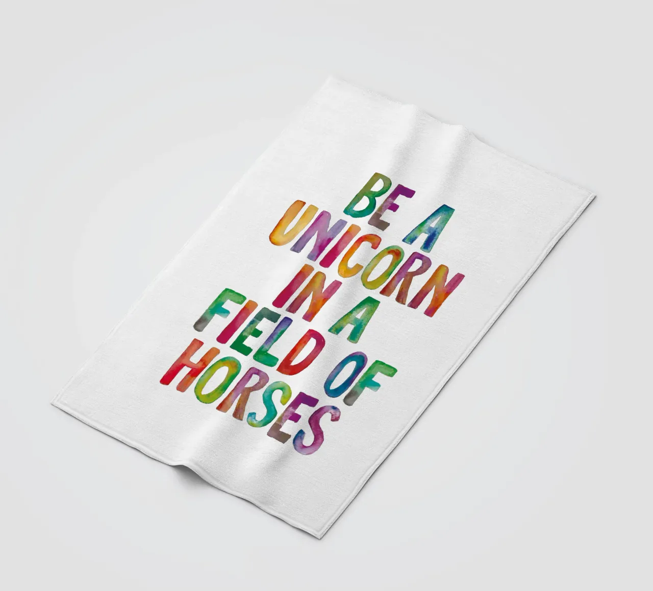 Be a Unicorn in a Field of Horses Rainbow Typography fleece blanket by THE MOTIVATED TYPE