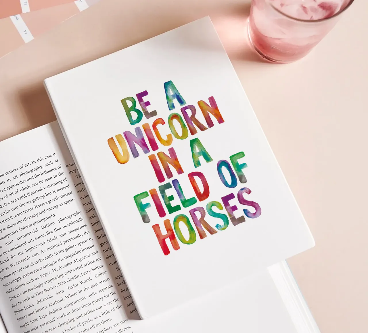 Be a Unicorn in a Field of Horses Rainbow Typography notebook by THE MOTIVATED TYPE