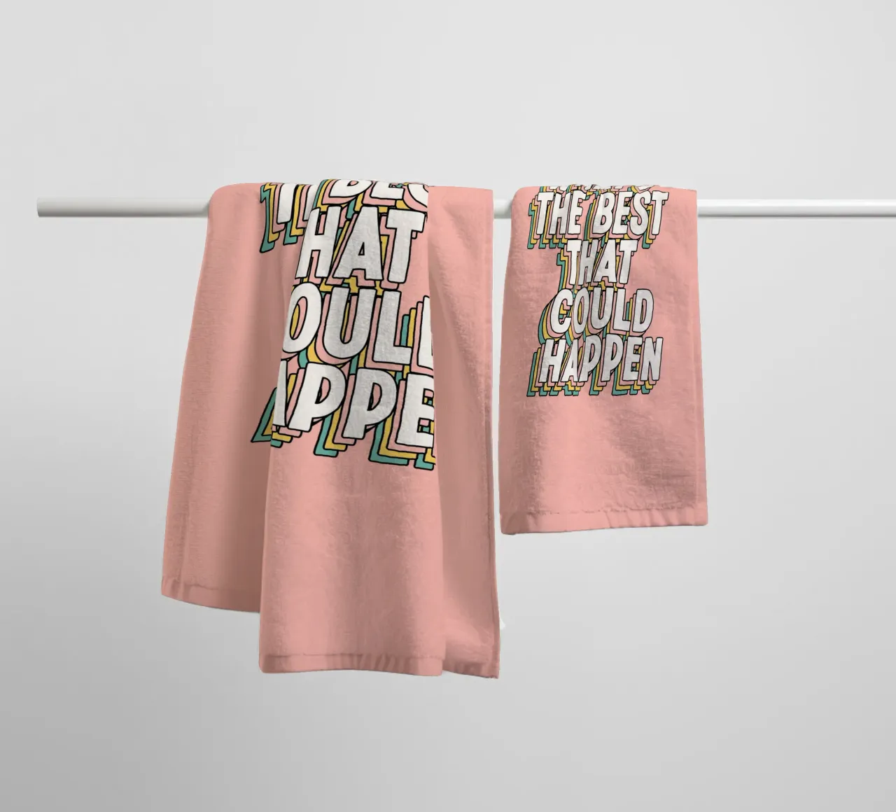 What's The Best That Could Happen Typografie Design towel by THE MOTIVATED TYPE