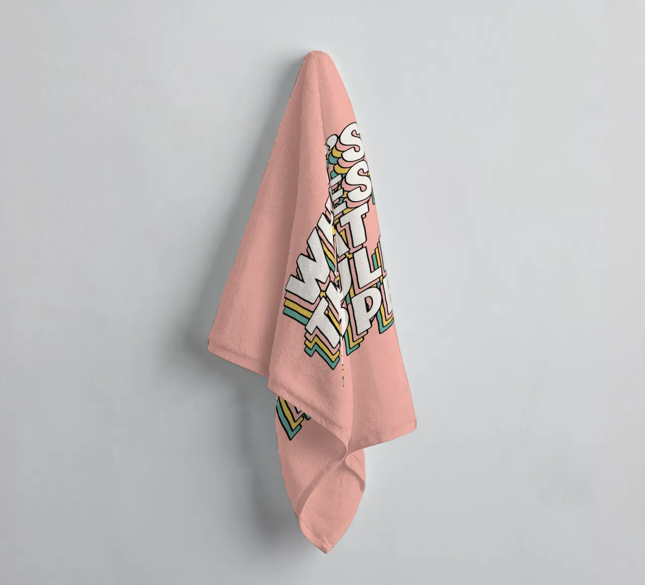 What's The Best That Could Happen Typografie Design towel by THE MOTIVATED TYPE