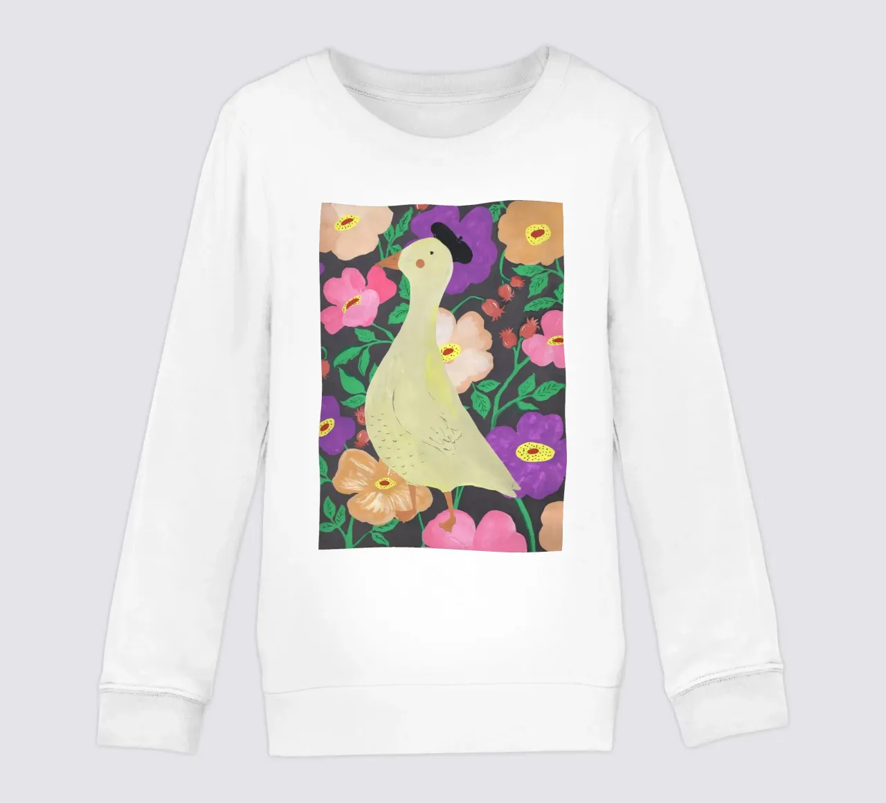 Ducks on Floral Background felpa bambino da Atelier Mave
