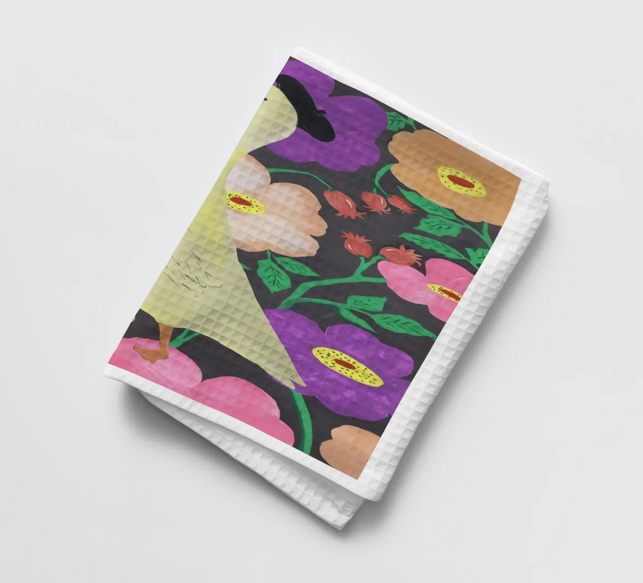 Ducks on Floral Background canovaccio da cucina da Atelier Mave