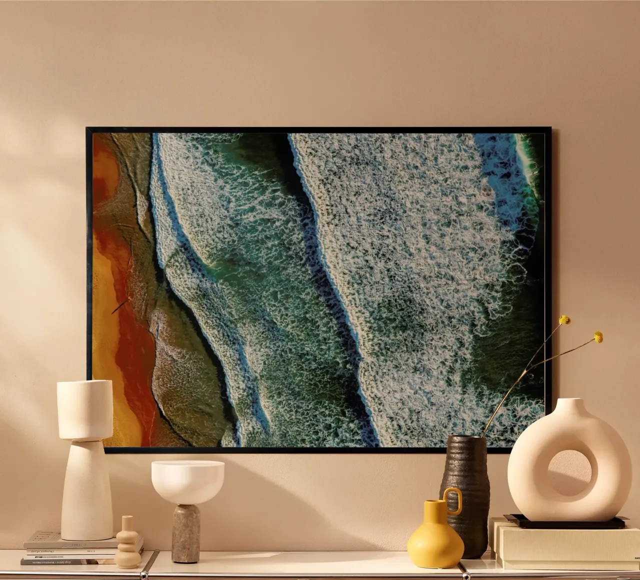 Curl Curl Aerial - Ignacio Palacios poster con telaio in legno da Pictufy