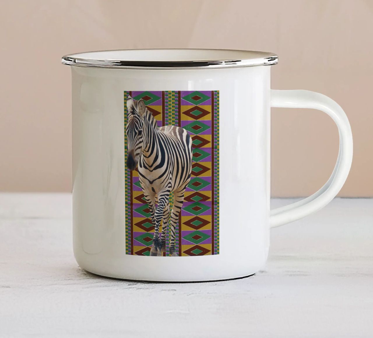 Zebra 2 tazza in smalto da Mounias Design