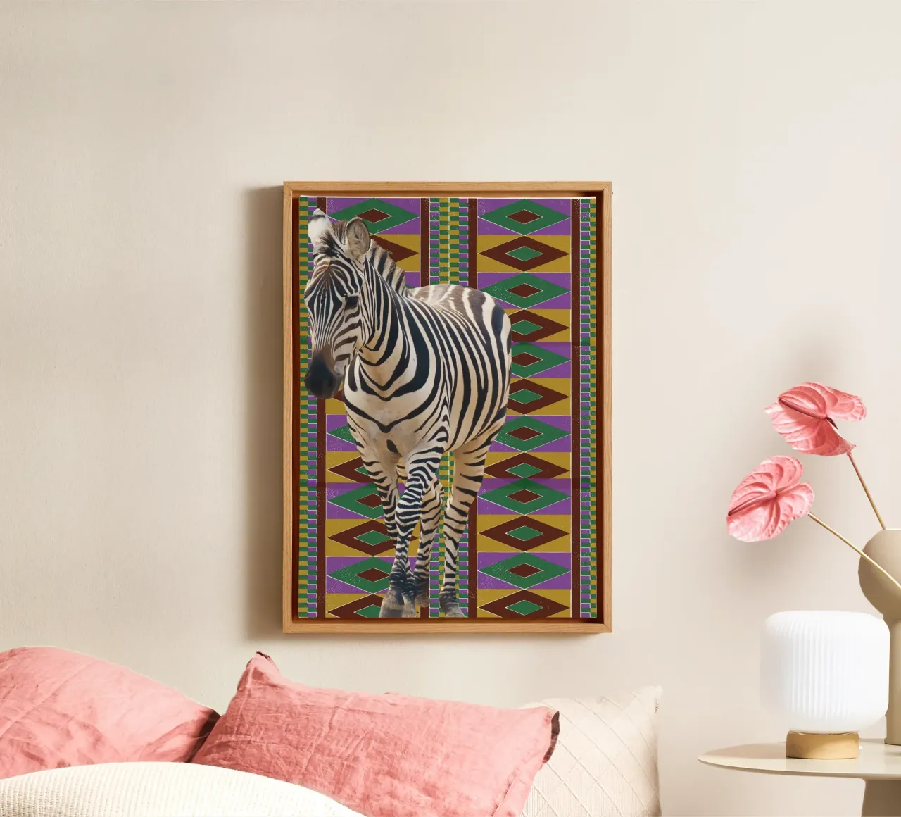 Zebra 2 tela con Cornice a cassetta da Mounias Design
