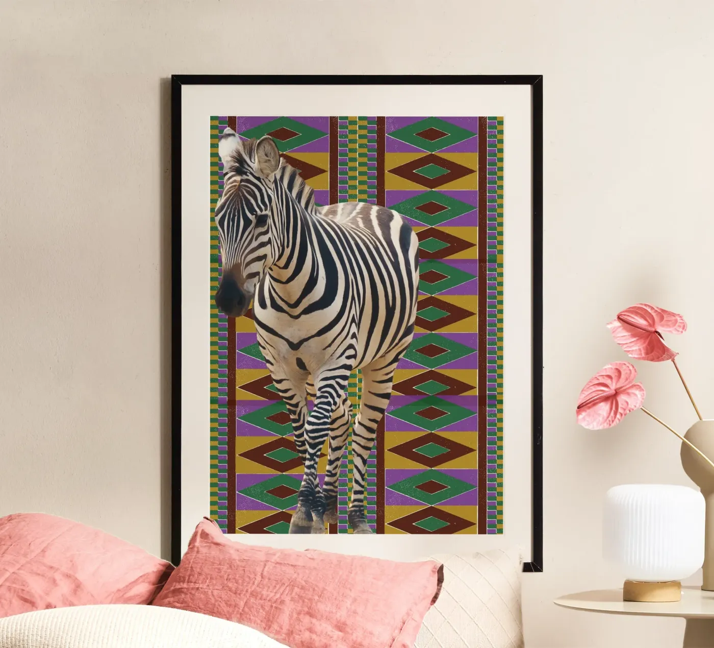Zebra 2 poster van Mounias Design