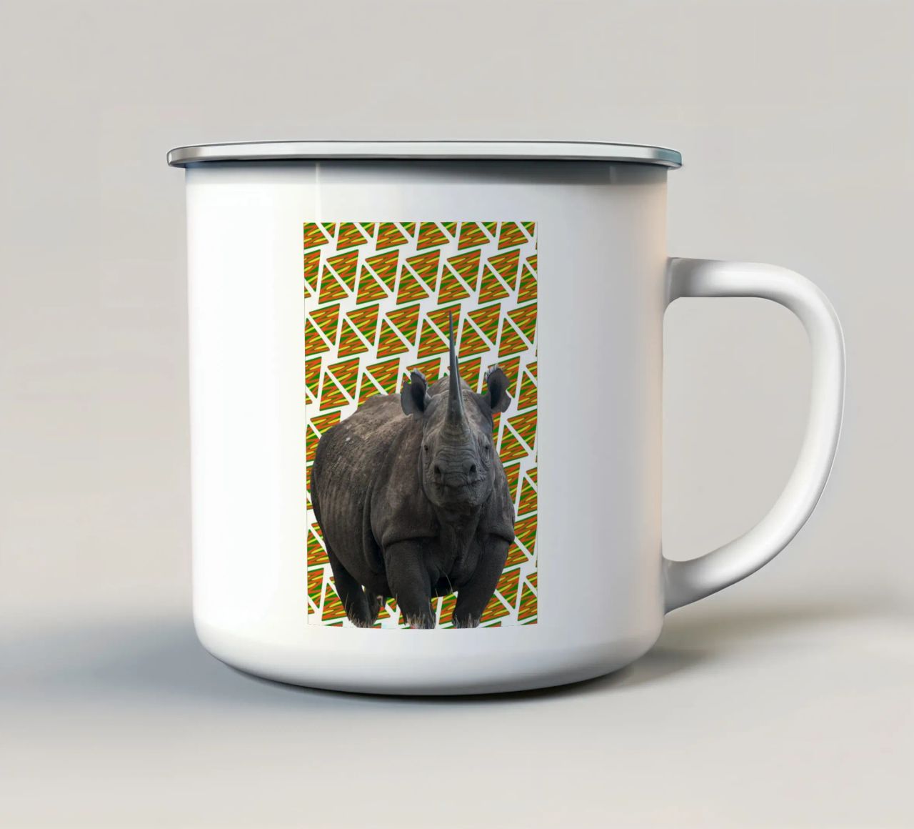 Nashorn tazza in smalto da Mounias Design