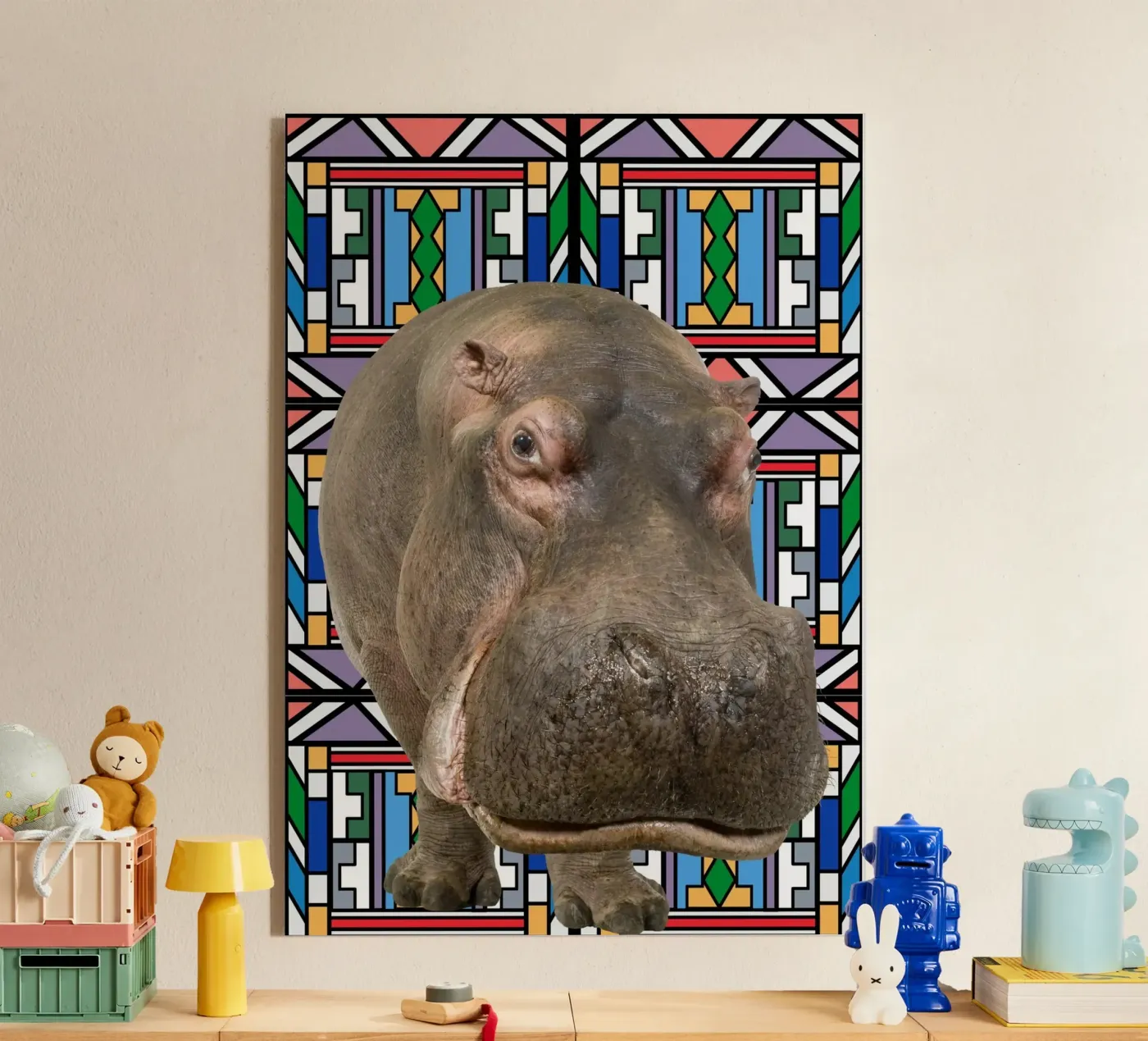 Nilpferd acryl van Mounias Design