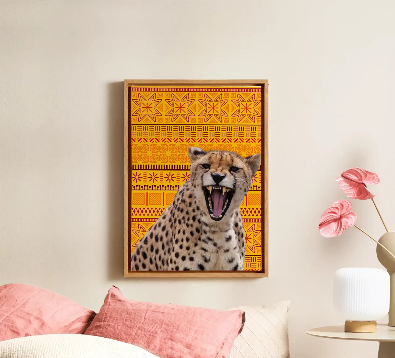 Gepard Leinwand mit Schattenfugenrahmen von Mounias Design