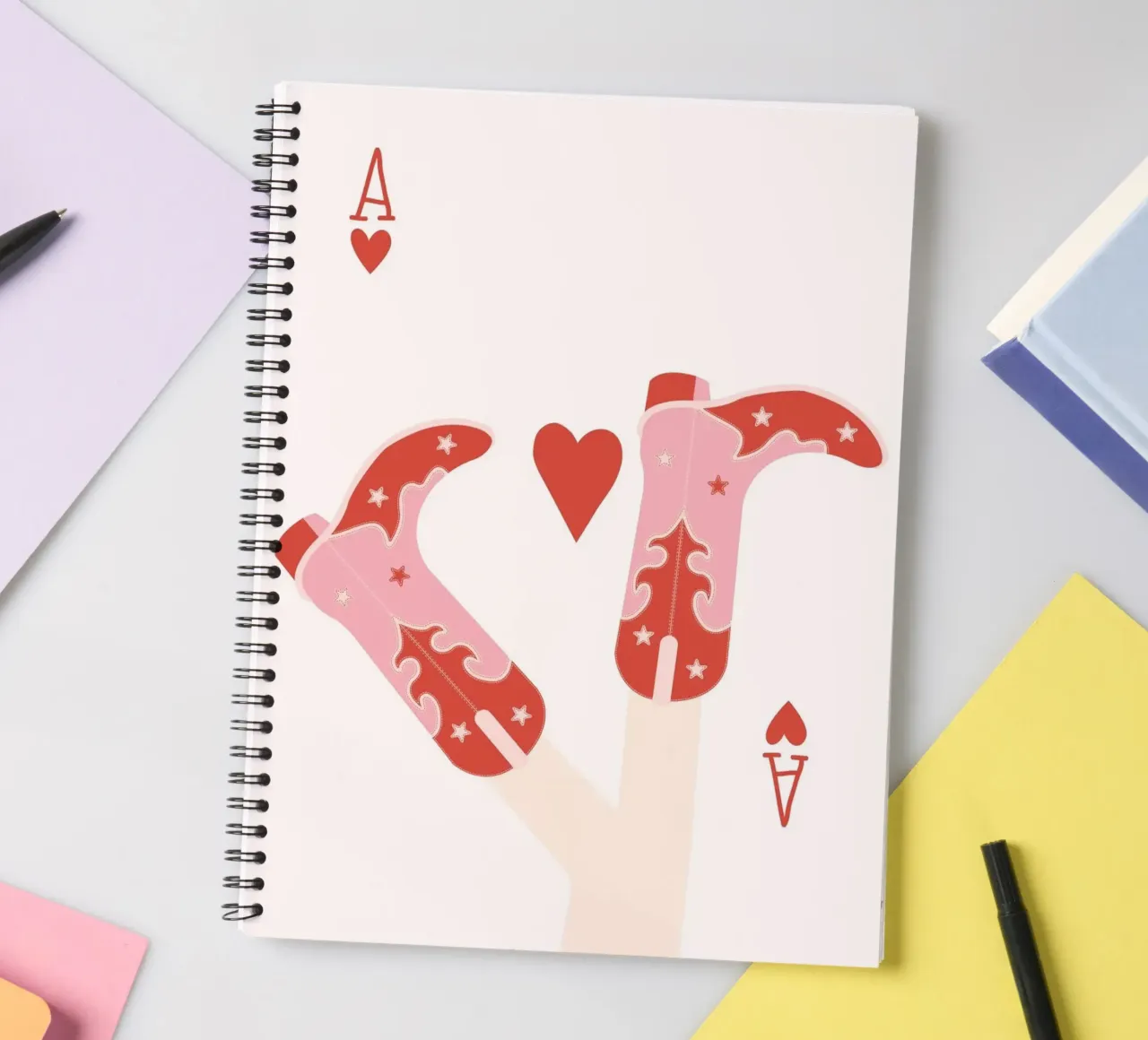 Playing Card Wall art, Ace of Spades Print, Trendy Retro spiral notebook by pdigitalprints