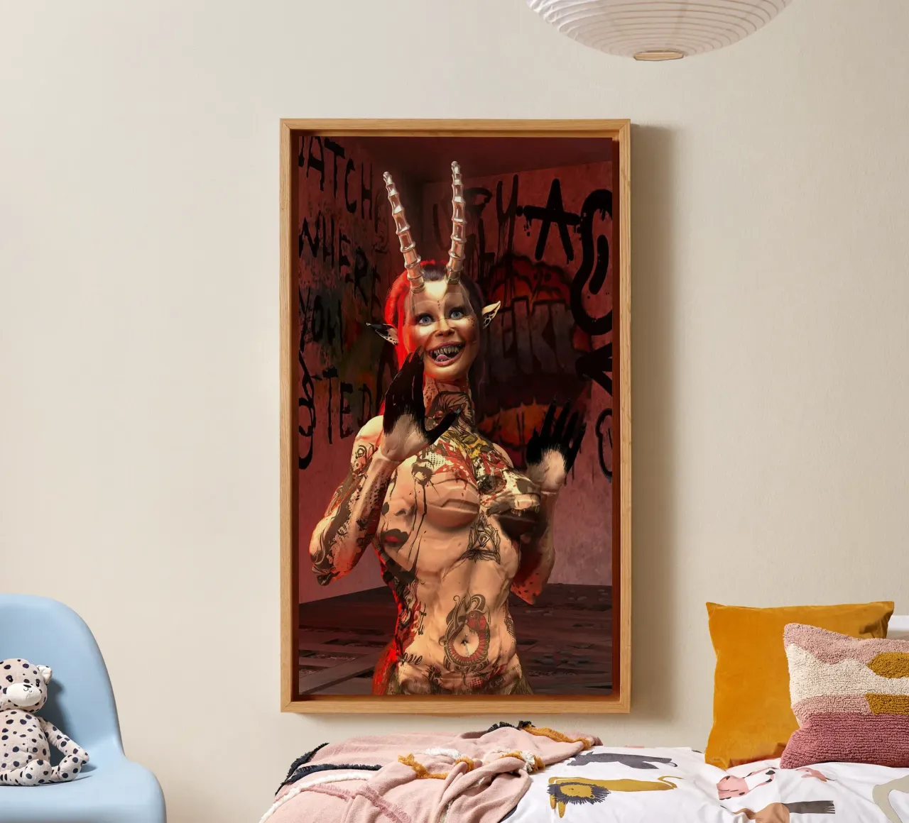 Halloween Playmate - ThyHadès - de Cyber-Satyr canvas met Baklijst van the-witcher
