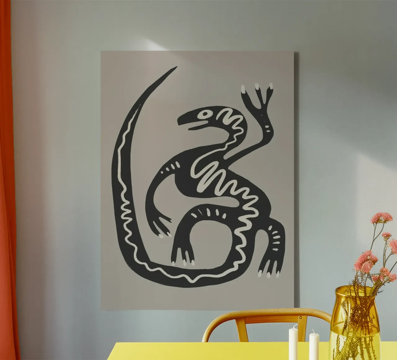 Desert Lizard tela con Cornice a cassetta da Artsy Bessy