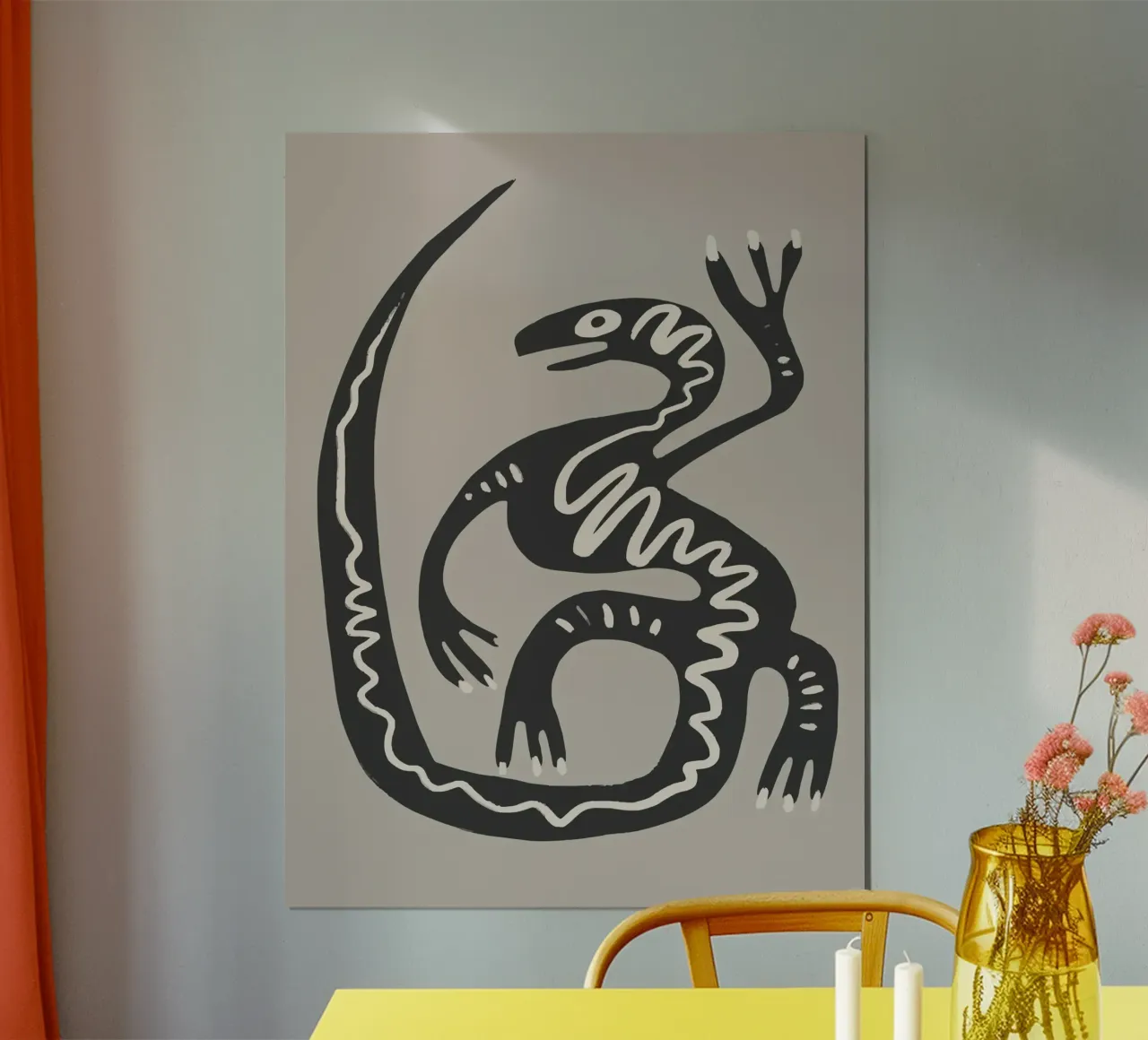 Desert Lizard poster con telaio in alluminio da Artsy Bessy