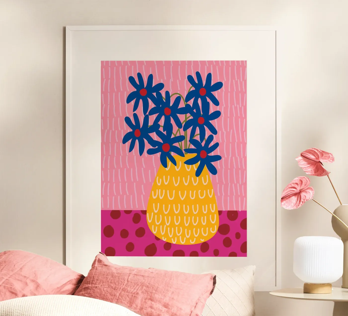Minimalist Blue Floral Abstract Illustration Poster poster da Artsy Bessy