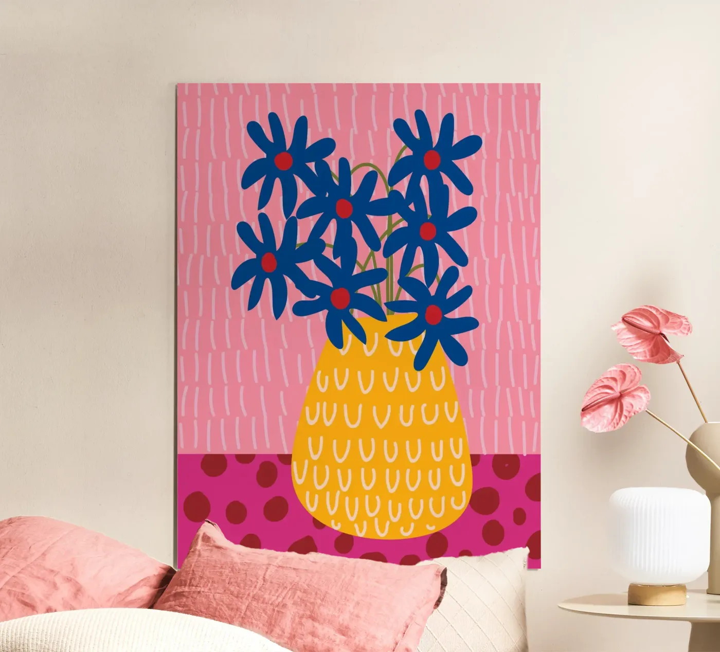 Minimalist Blue Floral Abstract Illustration Poster poster da Artsy Bessy