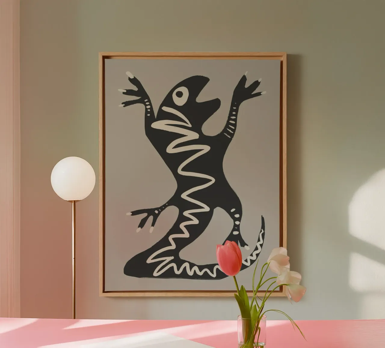 Desert Lizard tela con Cornice a cassetta da Artsy Bessy