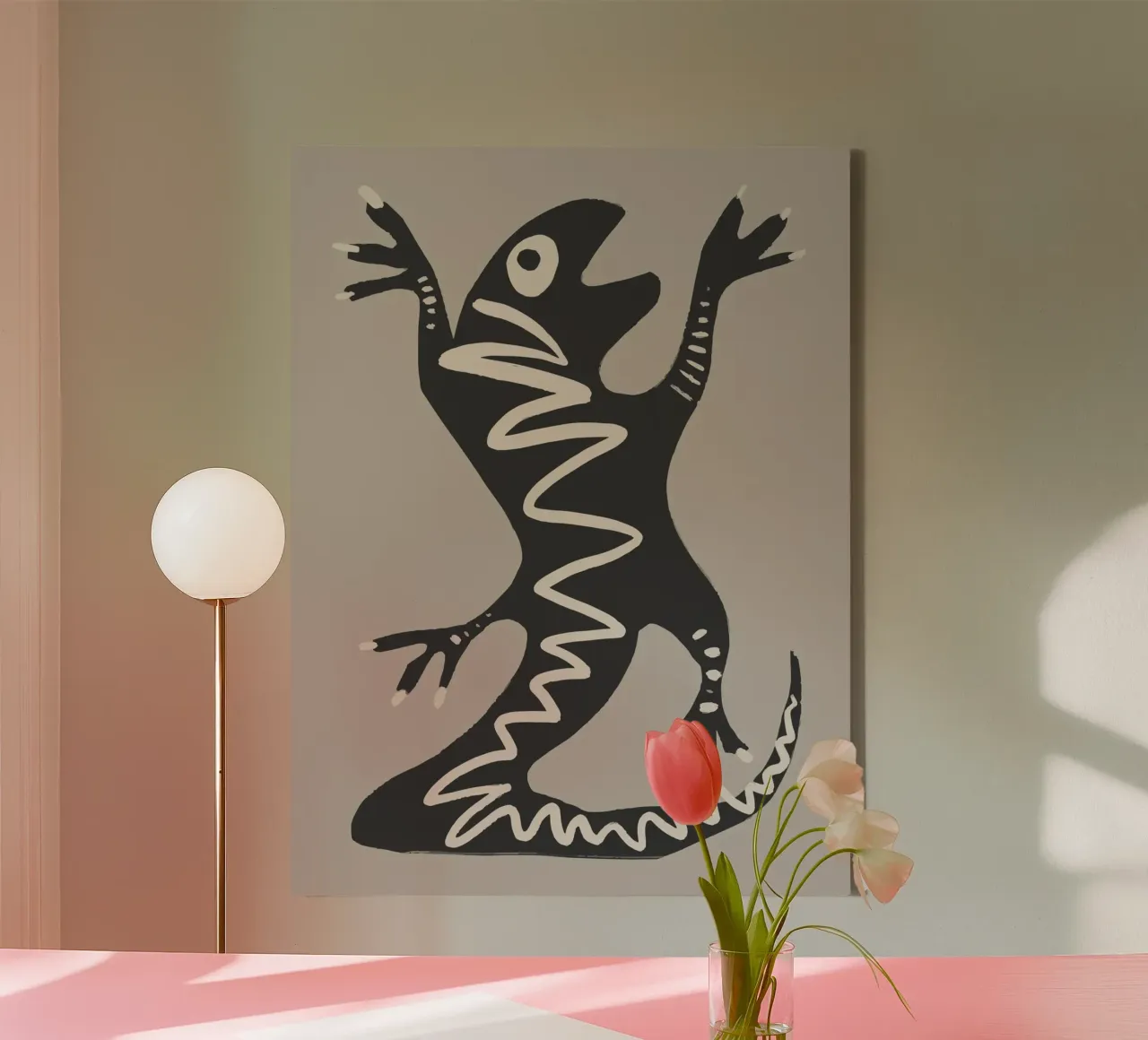Desert Lizard tela con Cornice a cassetta da Artsy Bessy