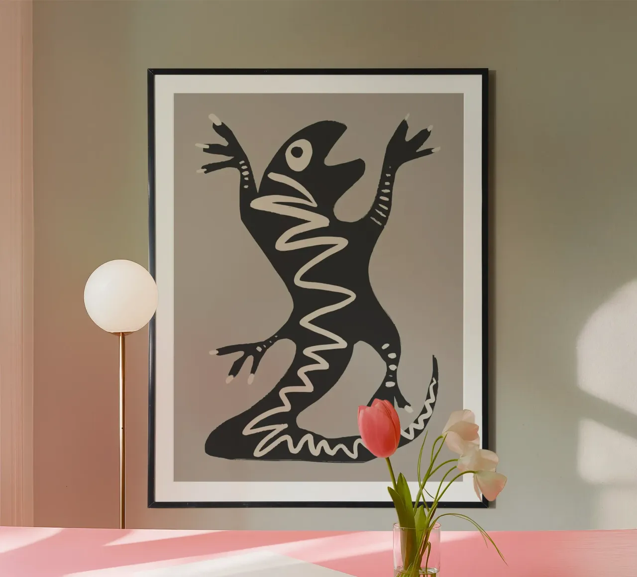 Desert Lizard poster con telaio in alluminio da Artsy Bessy