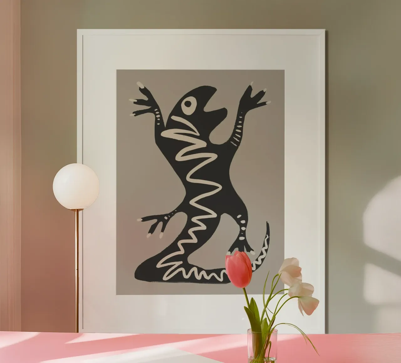 Desert Lizard poster con telaio in alluminio da Artsy Bessy