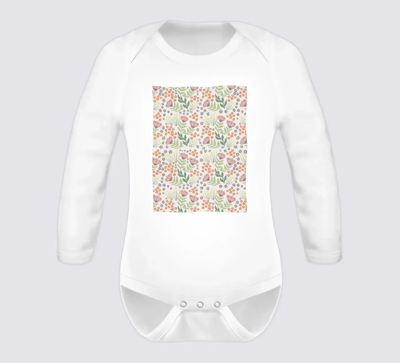 Blumenmuster long-sleeve baby romper by AtelierTamtam