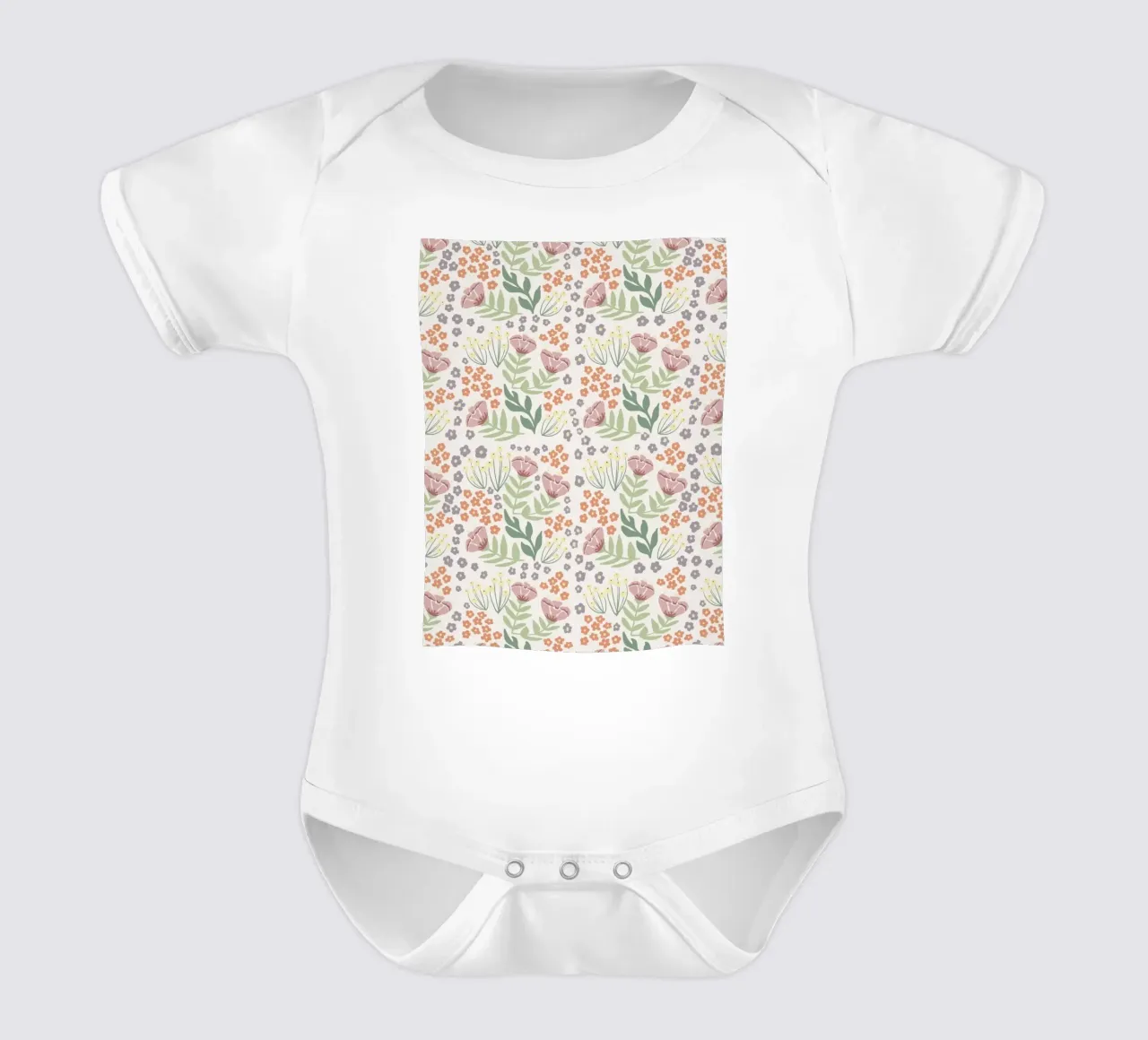 Blumenmuster body neonato maniche corte da AtelierTamtam